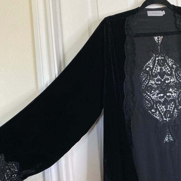 JOHNNY WAS 4LoveandLiberty Velvet Black Cardigan Whimsigoth 90s Witchy Boho Med - Picture 5 of 7